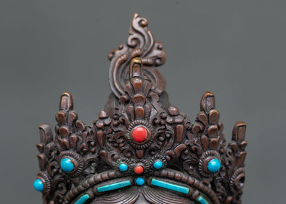 White Tara Statue | Oxidized Copper Tibetan Buddhist Deity