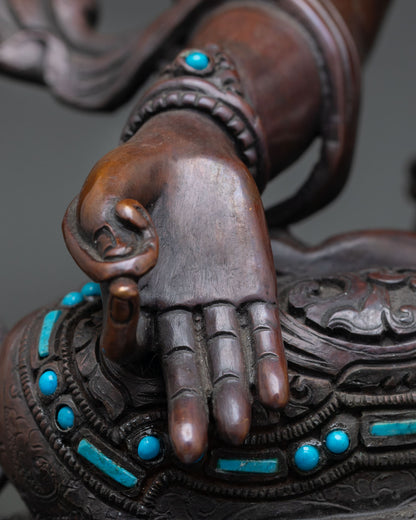 White Tara Statue | Oxidized Copper Tibetan Buddhist Deity