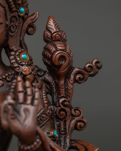 Oxidized White Tara Statue | Mother of Compassion and Long Life
