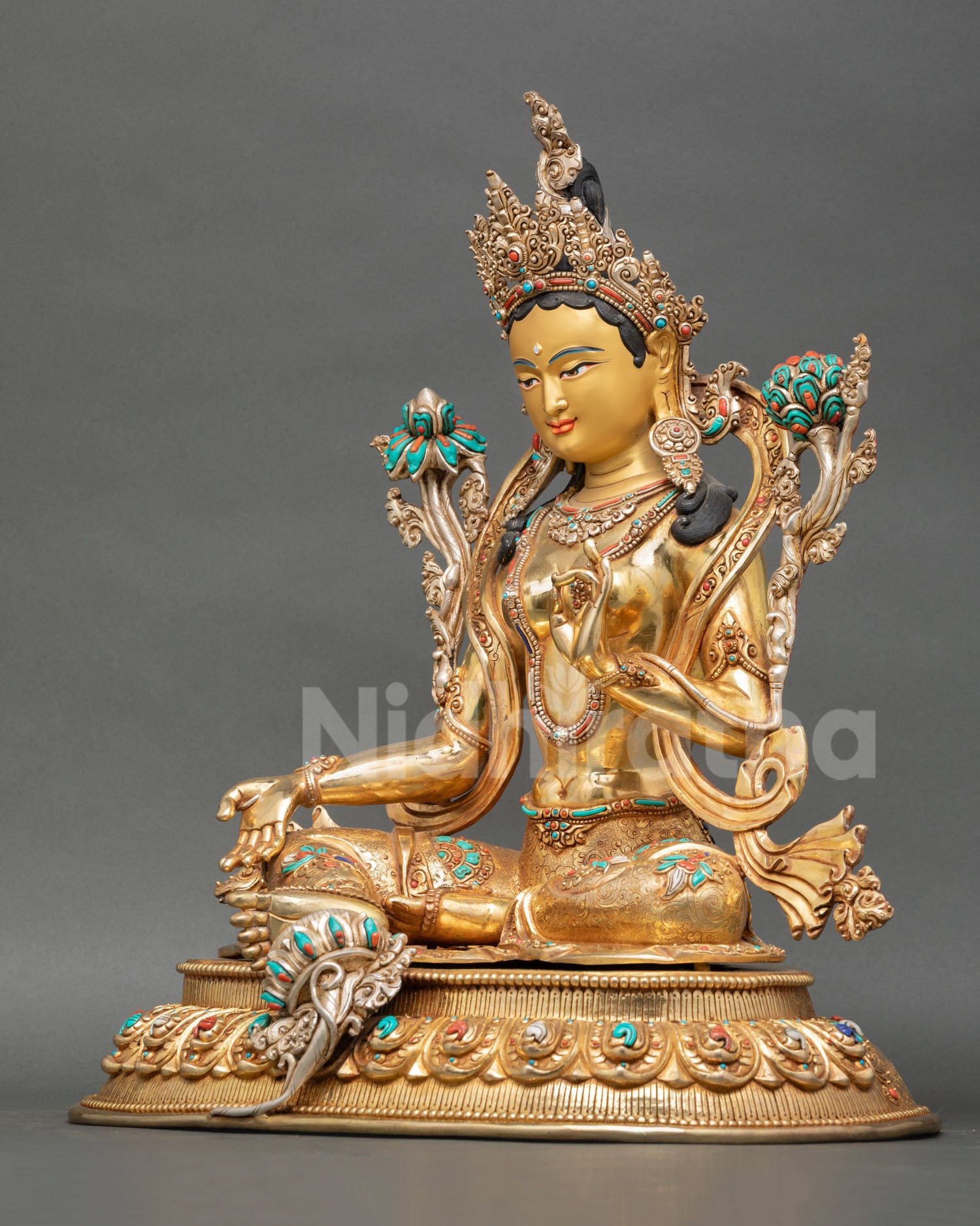 Nepalese Green Tara Statue for Buddhist Shrine Decor
