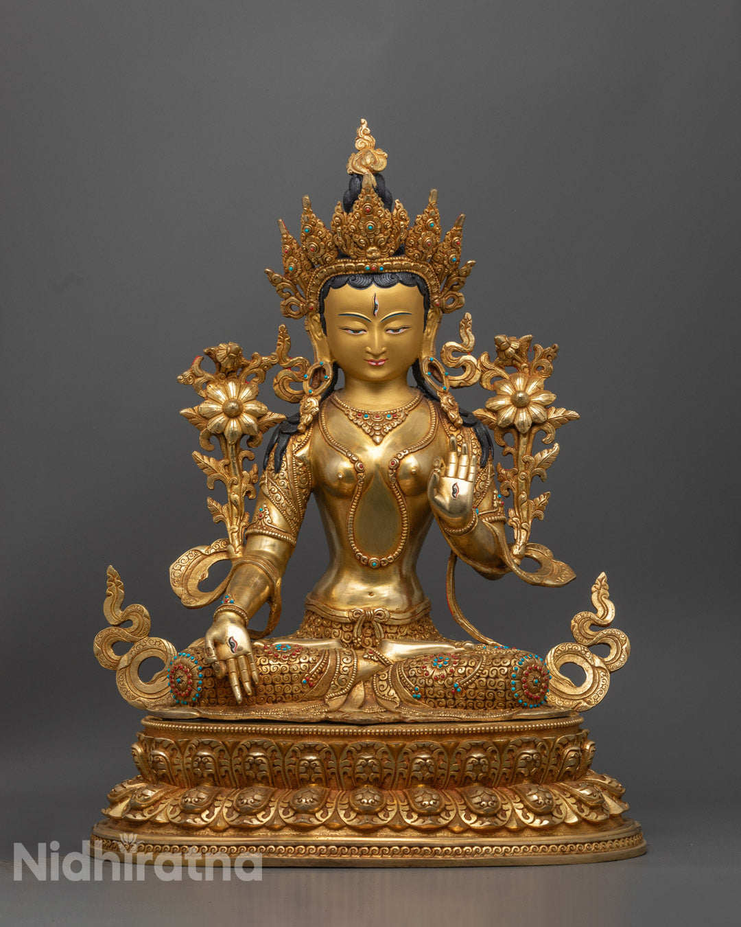 White Tara Statue | Nepali Handcrafted 24K Gold Copper
