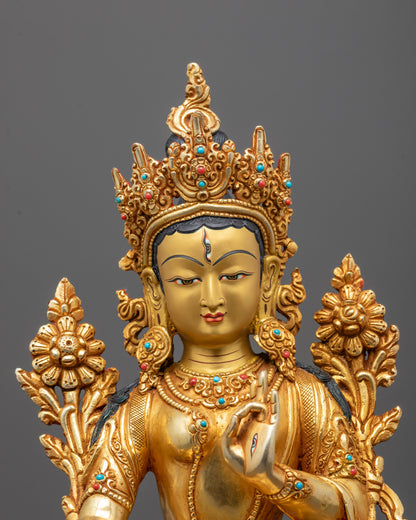 Traditional White Tara Statue | Sacred Nepalese Artistry