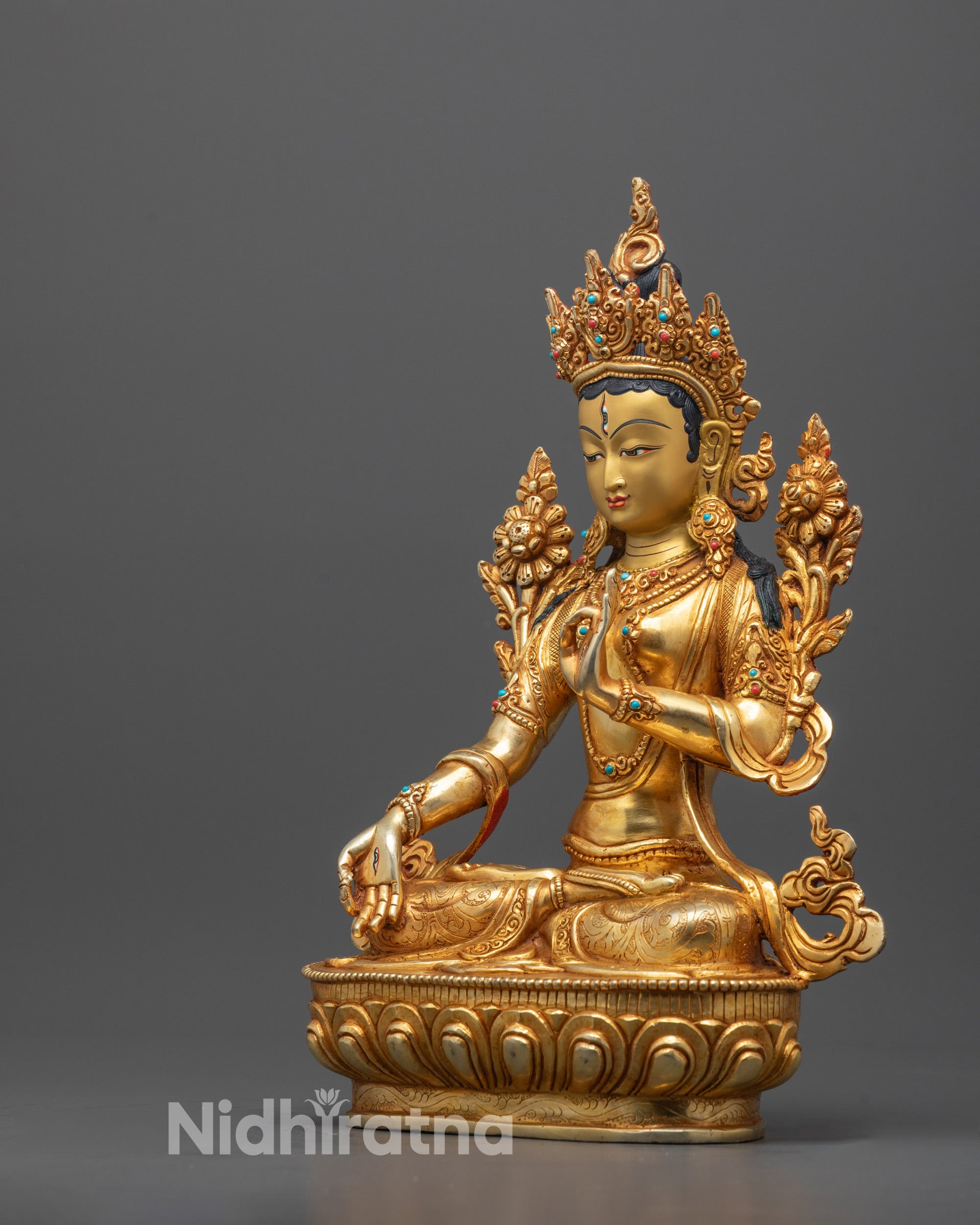 Traditional White Tara Statue | Sacred Nepalese Artistry