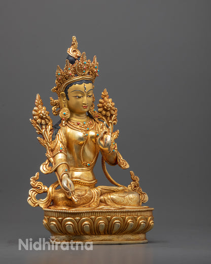 Traditional White Tara Statue | Sacred Nepalese Artistry