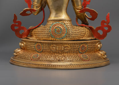 White Tara Statue | Nepali Handcrafted 24K Gold Copper