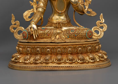 White Tara Statue | Nepali Handcrafted 24K Gold Copper