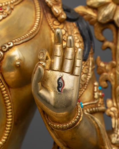 White Tara Statue | Nepali Handcrafted 24K Gold Copper