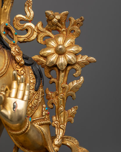 White Tara Statue | Nepali Handcrafted 24K Gold Copper