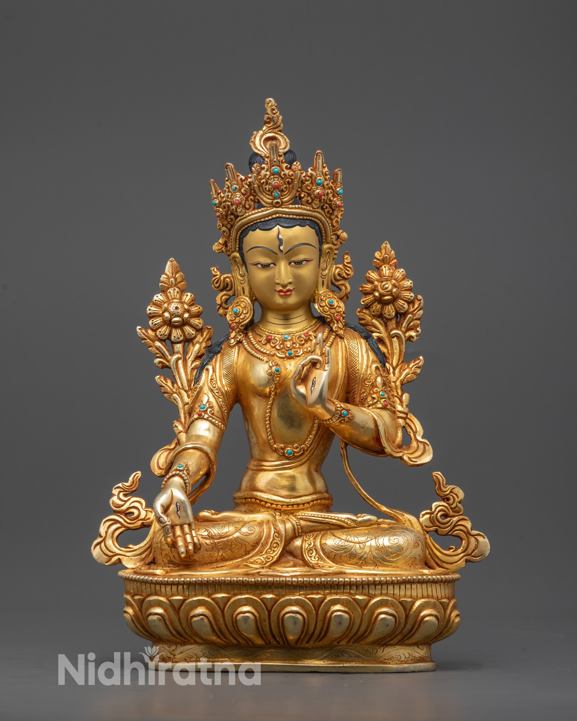 Traditional White Tara Statue | Sacred Nepalese Artistry