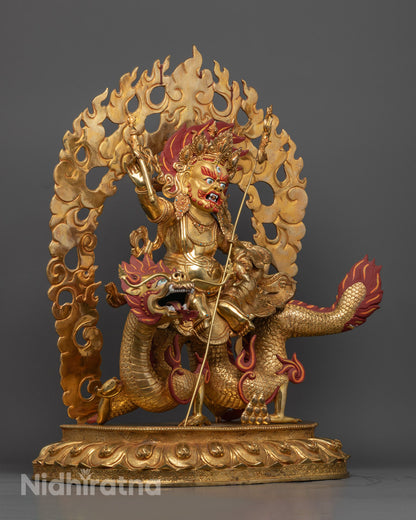 White Dzambhala Statue for Wealth &amp; Protection – Traditional Nepalese Art