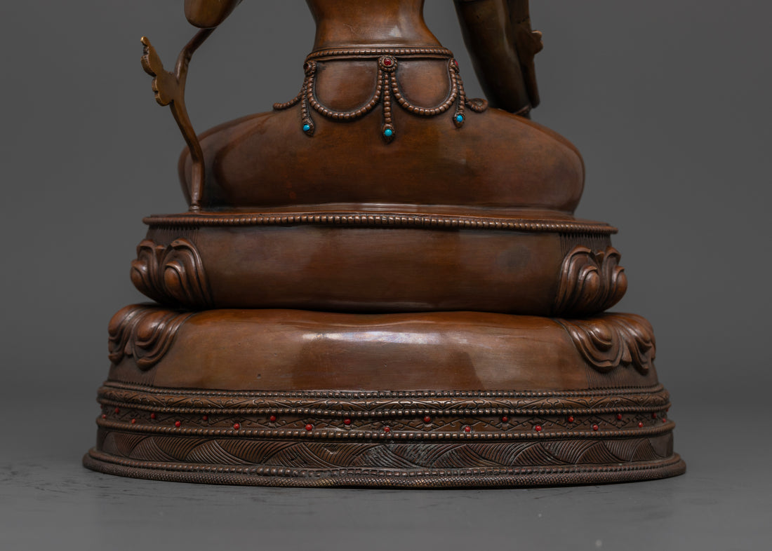 back view of brown oxidized white tara statue