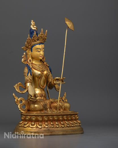 White Tara Dukar statue made using traditional lost wax method showcasing intricate craftsmanship and spiritual symbolism