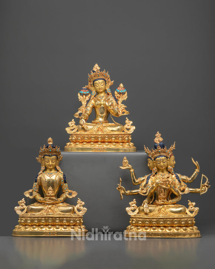 White Tara Statue with Other Deities | Long Life Deities