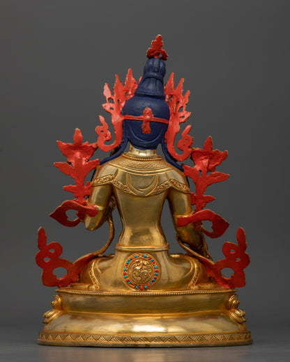 White Tara holding utpala flower, Varada and Vitarka mudras, Nepalese artisan statue