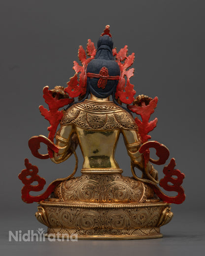 White Tara sculpture with hollow section for sacred mantras, ideal for spiritual practice and meditation