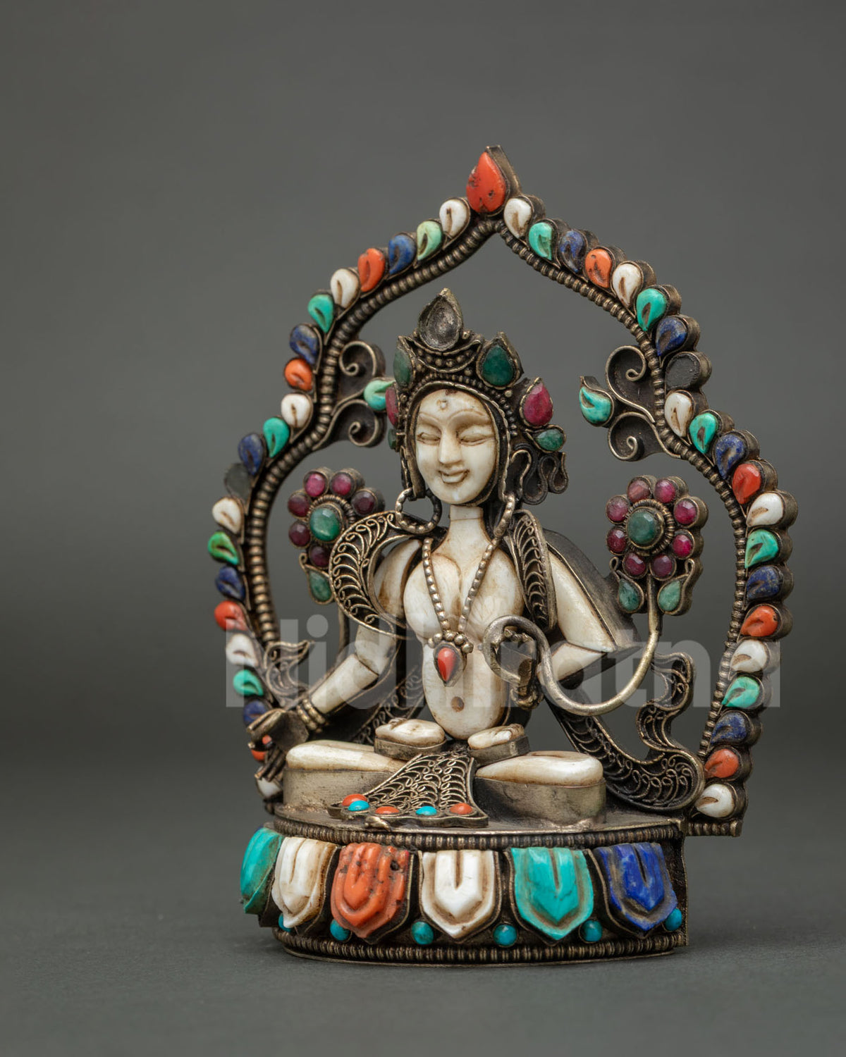 Goddess White Tara Statue – Handcraved Natural White Stone Sculpture