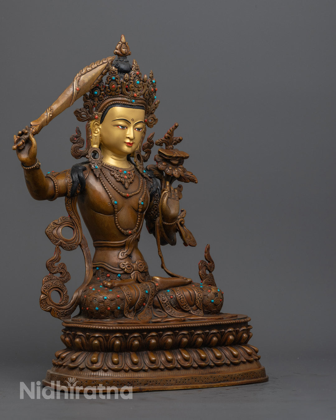 Wisdom Deity Manjushri Statue | Handmade Nepalese Buddhist Figure