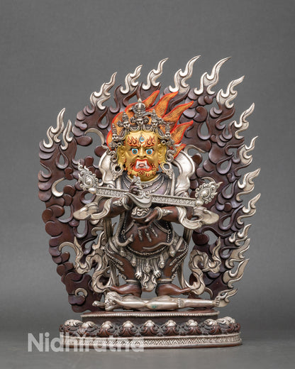 Wrathful Sakya Mahakala deity sculpture handcrafted by Newari artisan from Nepal