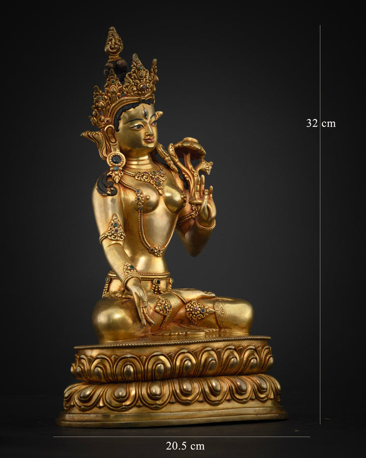 12.5 Inch Premium White Tara Sculpture | Healing in Tibetan Buddhism