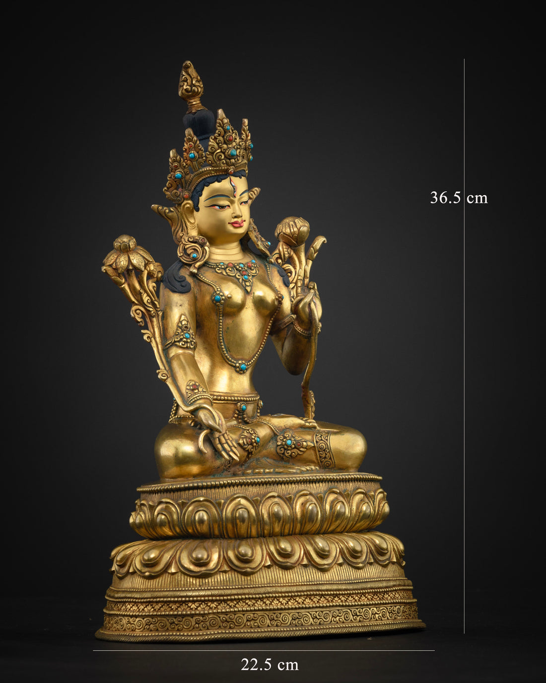 Premium White Tara Statue | Adorned with Semi-Precious Stones