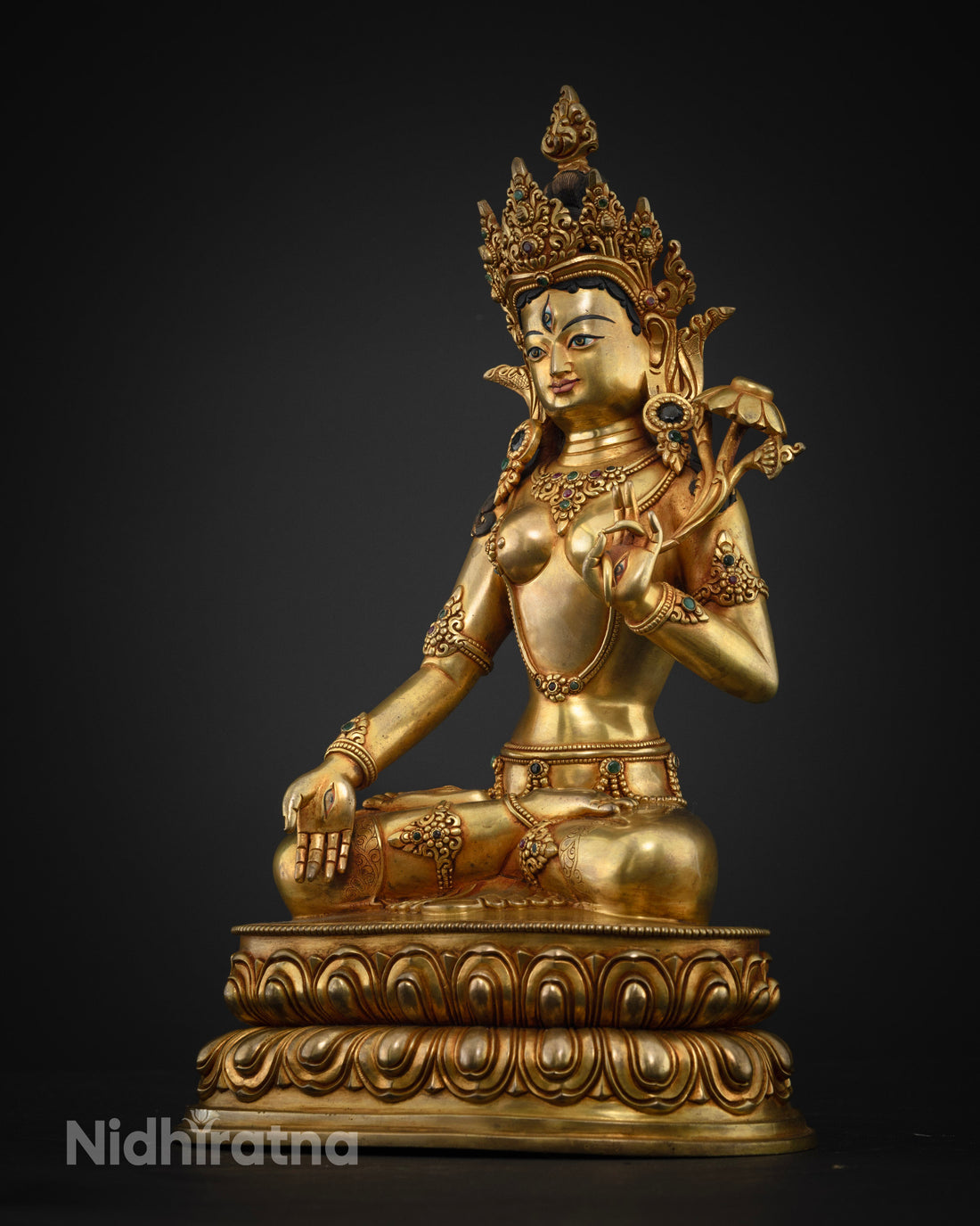 12.5 Inch Premium White Tara Sculpture | Healing in Tibetan Buddhism