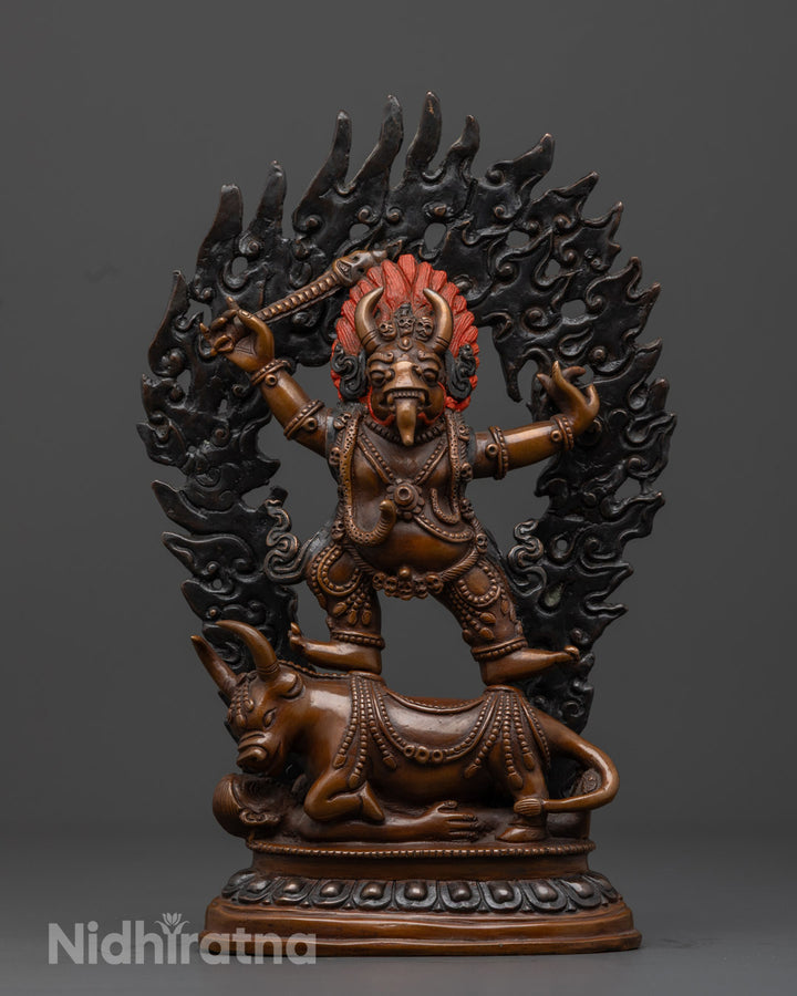 Handmade Oxidized Statue of Yamantaka