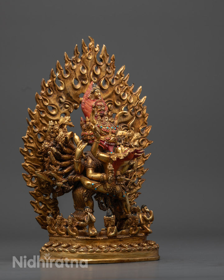 24k Gold Gilded Yamantaka Statue | Perfect for Vajrayana Practice