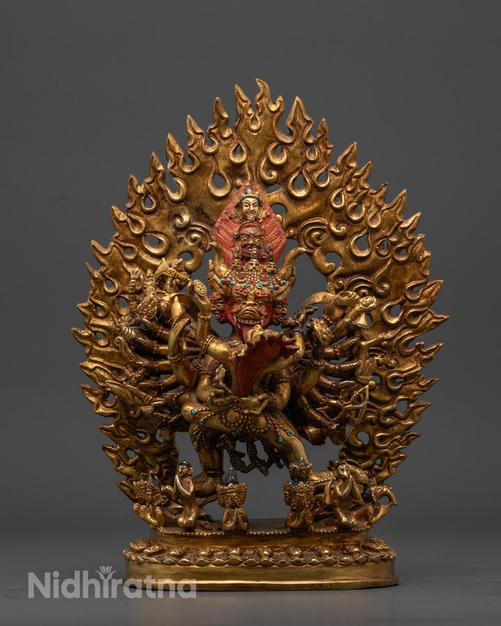 24k Gold Gilded Yamantaka Statue | Perfect for Vajrayana Practice