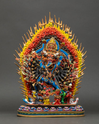 Yamantaka statue for home altar, handcrafted Nepalese Buddhist deity sculpture