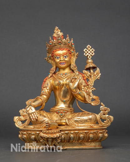 Yullay Gyaljé Victorious War Tara gold statue peaceful Buddha deity