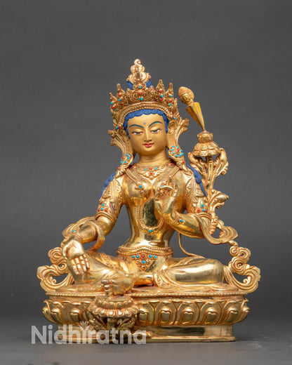 Yullay Gyaljé right view side, hand gestures and lotus seat with gold fire-gilding