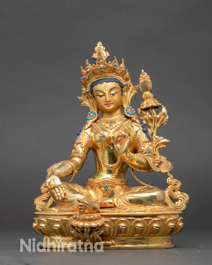 Zhen Migyalwa'i Pamo front view, harmonious posture and precise hand mudras
