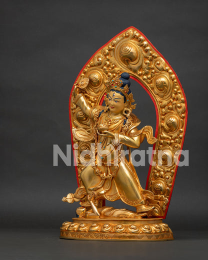 Achi Chokyi Drolma Statue, left-side view showcasing the striding pose