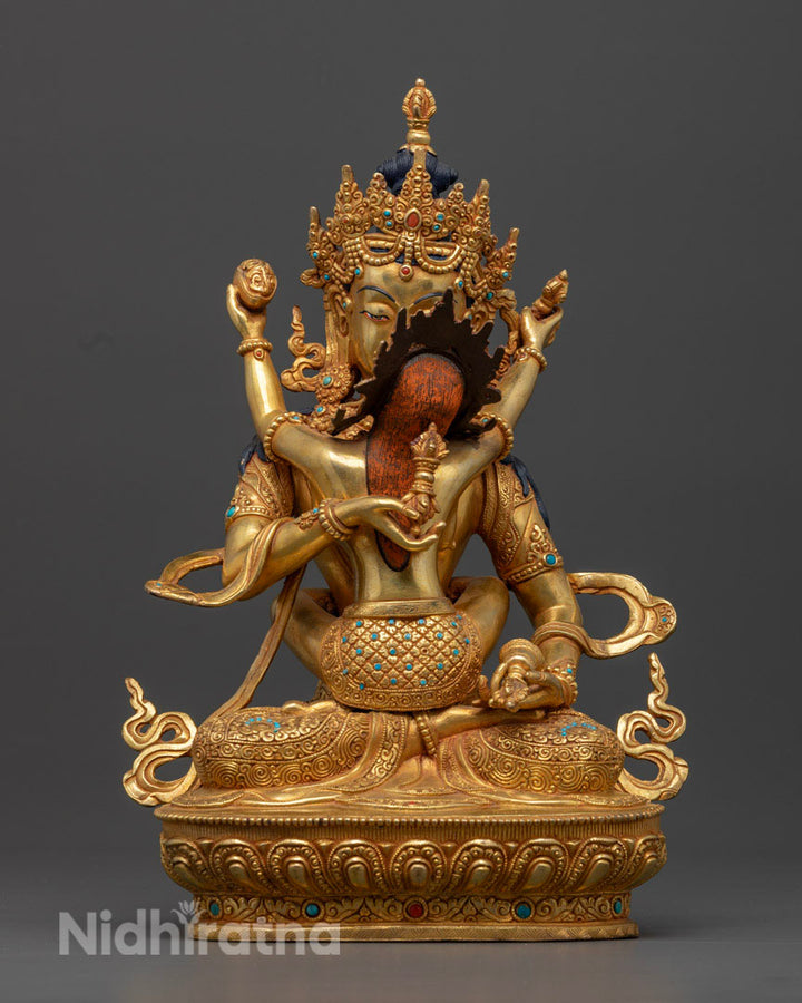 Vajrasattva with Consort Statue | 24k Gold Gilded Sculpture