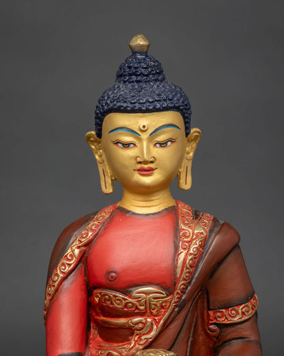 Amitabha Buddha statue 24k gold painted face handcrafted newari art.