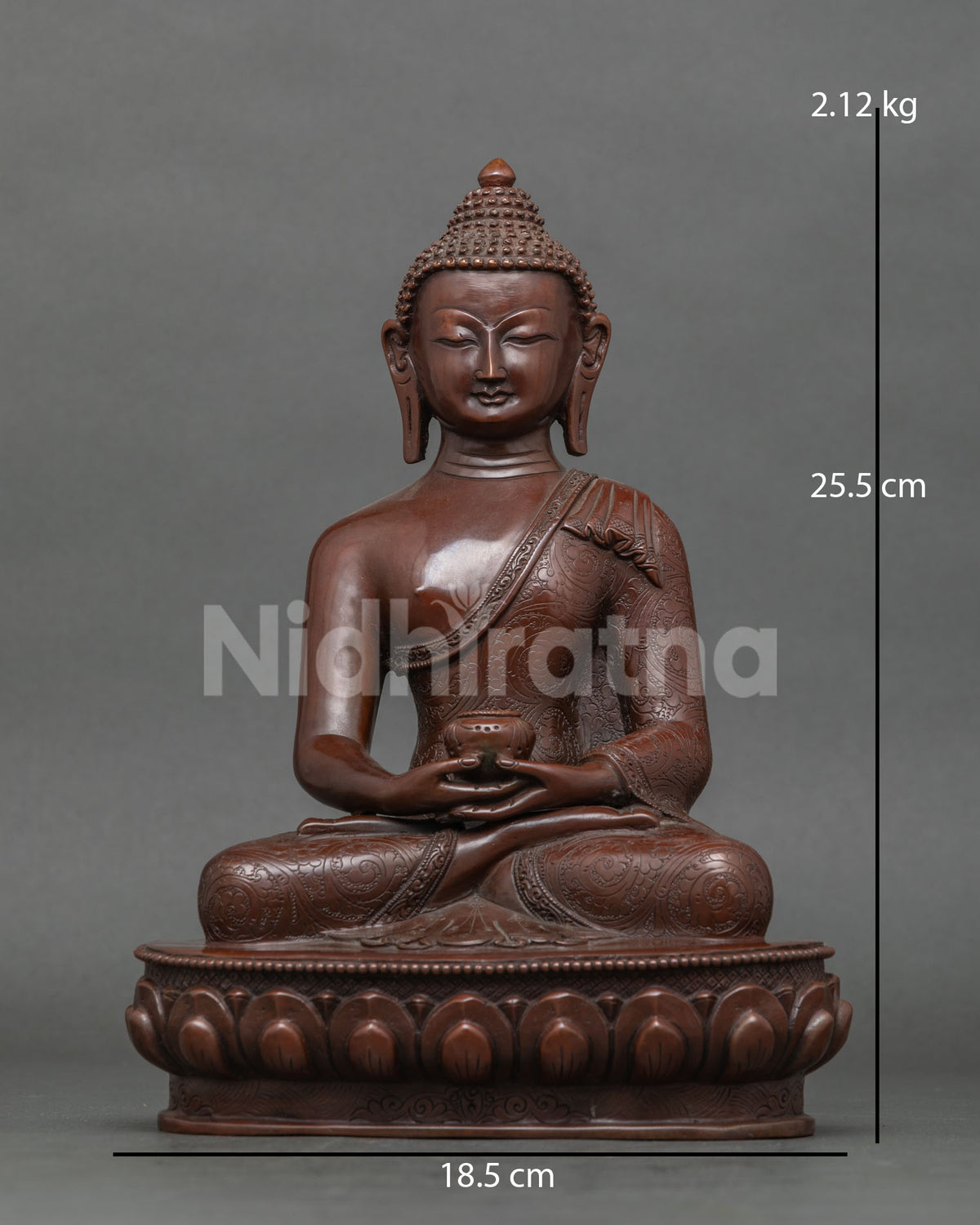 Amitabha Buddha statue chemically oxidized copper newari art patan nepal.