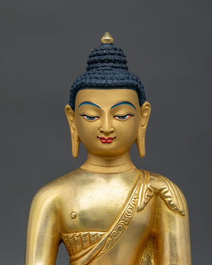 Amitabha Buddha statue copper gold fire gilded 24K gold painted face.