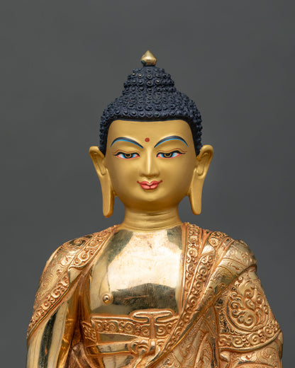Amitabha Buddha statue deep blue eyes dhyana mudra alms bowl.