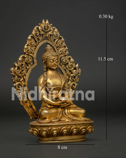 Amitabha Buddha Statue Dhyana Mudra Holding Sacred Alms Bowl View.