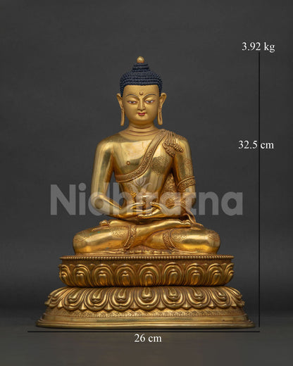 Amitabha Buddha statue front view gold gilded Nepalese Buddhist artwork