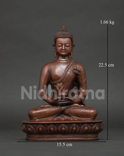 Amitabha Buddha Statue Front View Newari Handcrafted Nepalese Buddhist Sculpture.