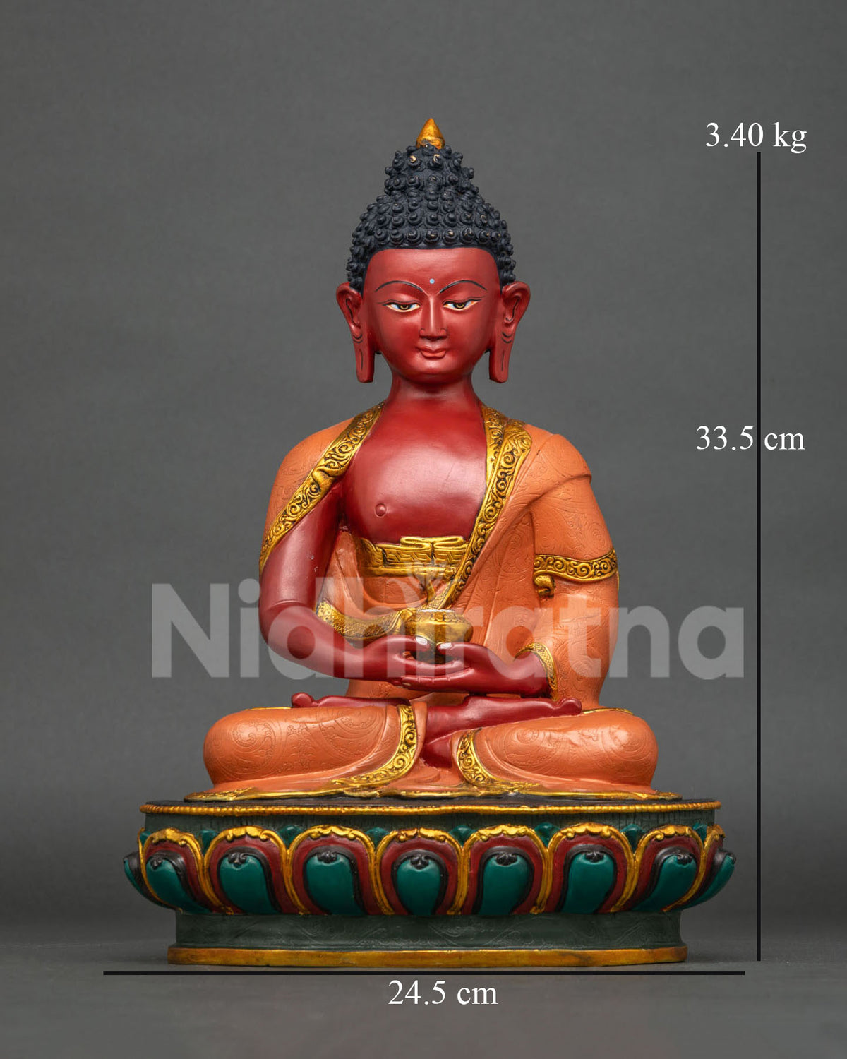 Amitabha Buddha statue handcrafted by Newari artist in Kathmandu Nepal.