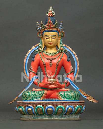 Amitabha Buddha Statue, Handmade in Nepal with 24K Gold-Painted Face