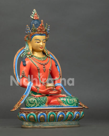 Amitabha Buddha Statue in Dhyana Mudra Holding Begging Bowl Himalayan Buddhist Art