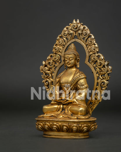 Amitabha Buddha Statue Lotus Throne Pure Land Buddhist Sculpture.