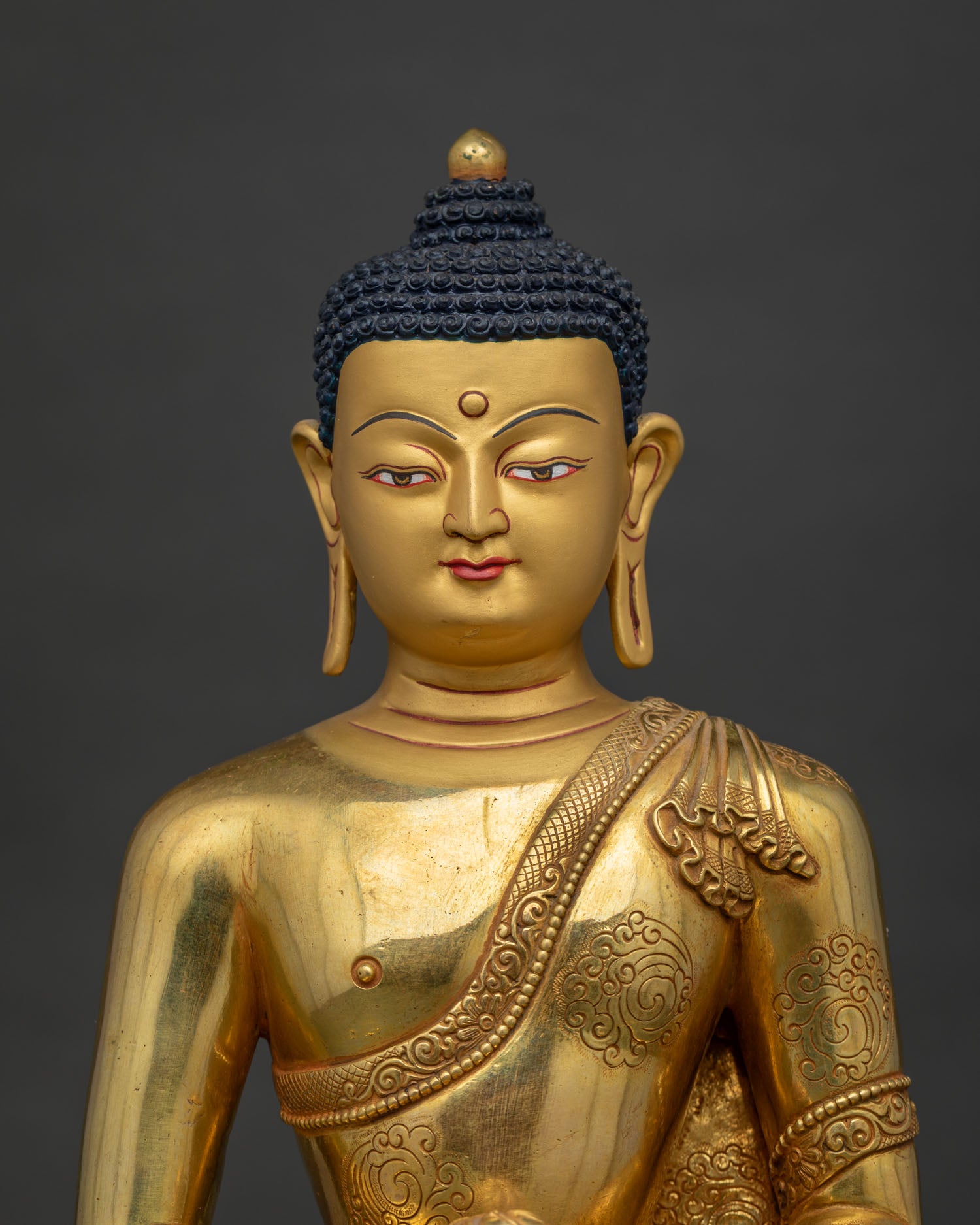 Amitabha Buddha statue regular close up handcrafted Nepal Buddhist statue