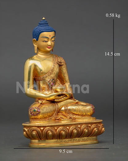 amitabha buddha statue right side view profile copper gold finish nepal art