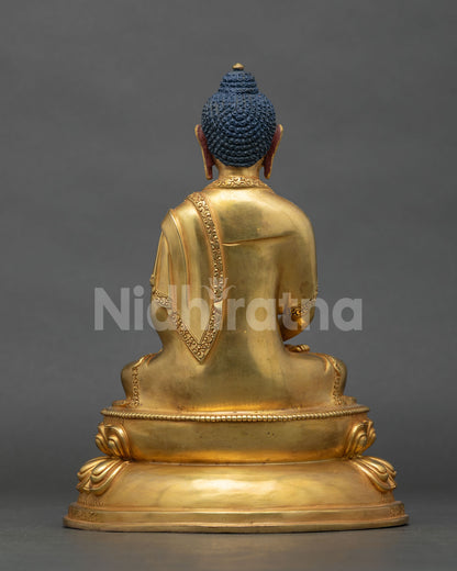 Amitabha Buddha statue traditional Newari craftsmanship Sukhavati Pure Land.