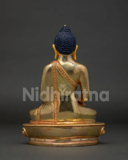 Amitabha Buddha Statue with Lotus Pedestal and Hand Carved Monk Robe