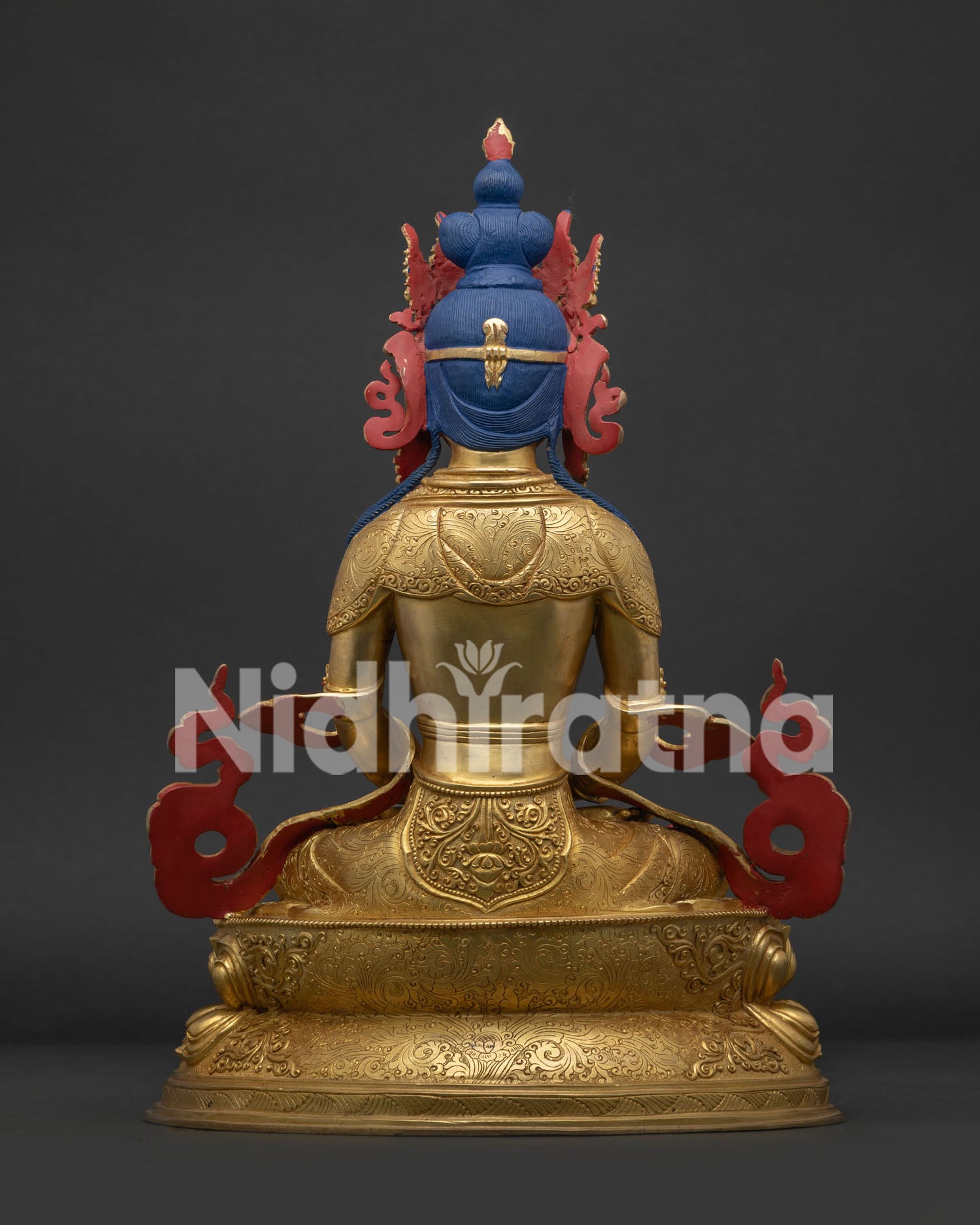 Amitayus Buddha Statue back view displaying handcrafted Nepalese artistry